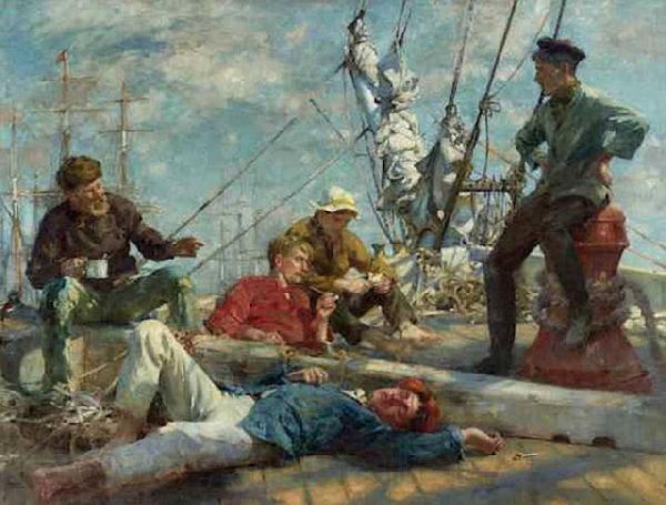 Henry Scott Tuke The midday rest sailors yarning France oil painting art